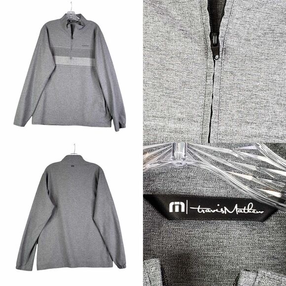 Travis Mathew Quarter Zip Pullover Gray Men's Size Large L Long Sleeve - Picture 1 of 12